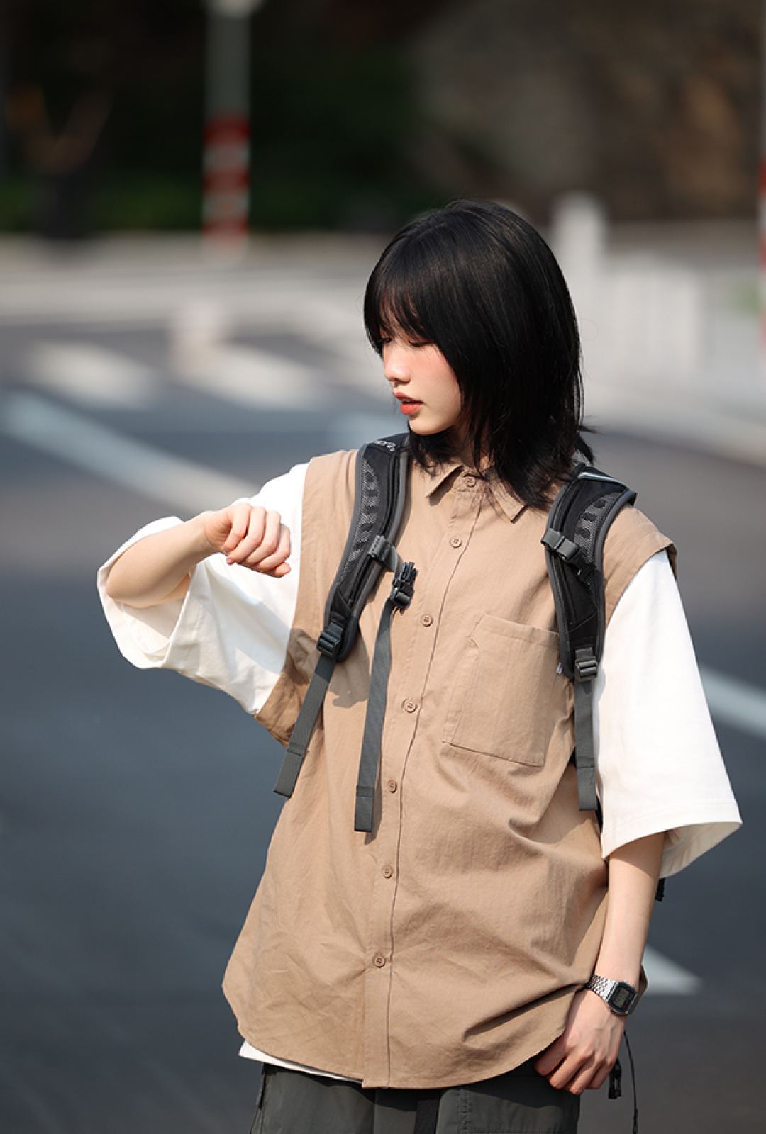 フェイクレイヤードシャツカットソー M0769