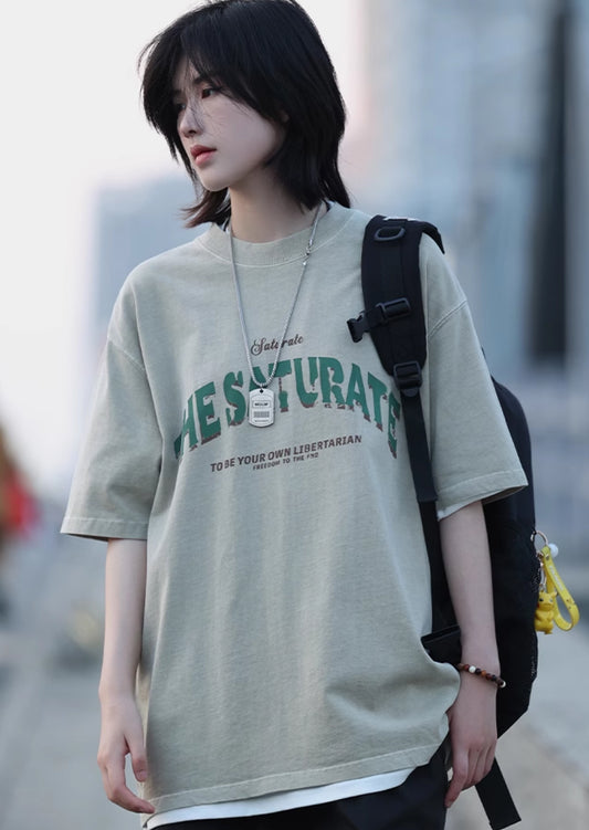 ウォッシュドプリント半袖Tシャツ M1039