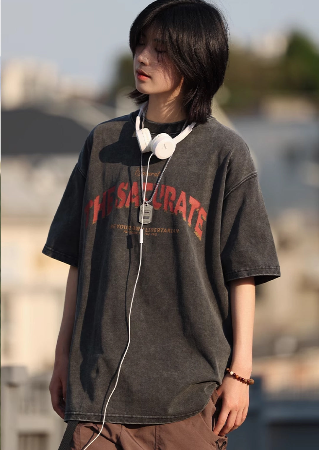 ウォッシュドプリント半袖Tシャツ M1039