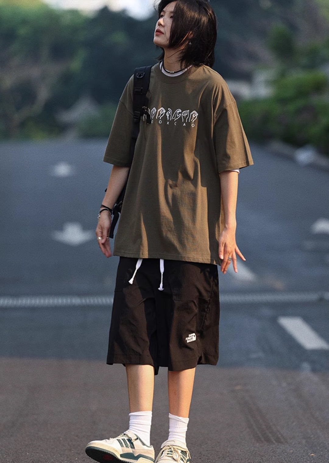 コットンプリント半袖Tシャツ  M1049