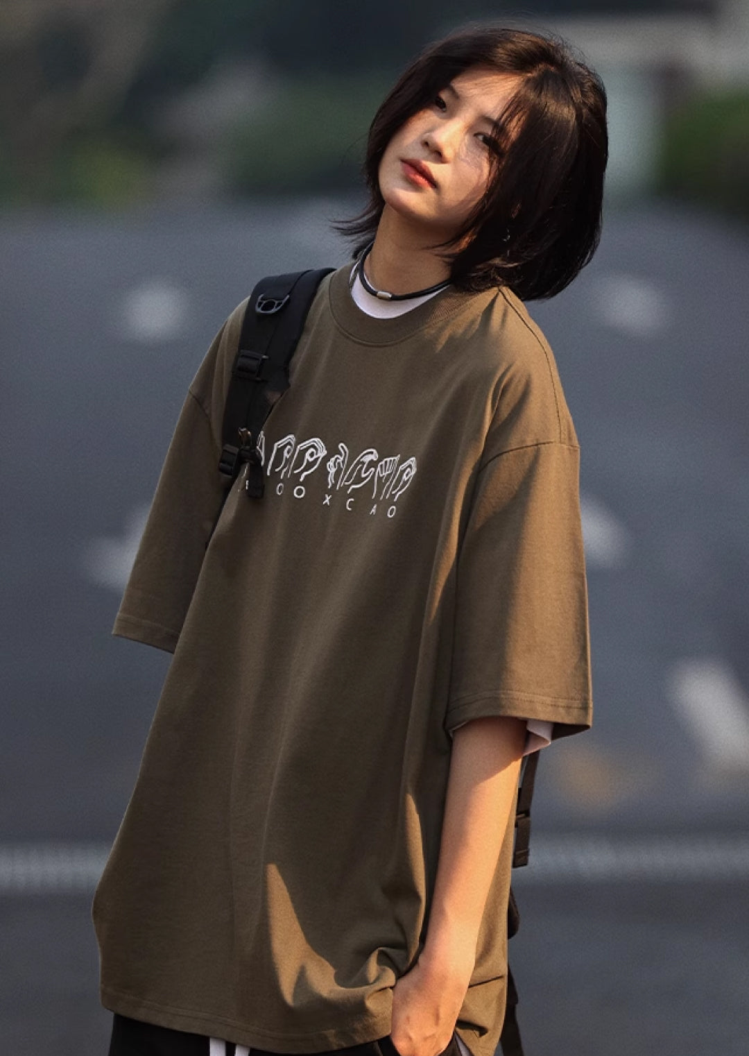 コットンプリント半袖Tシャツ  M1049