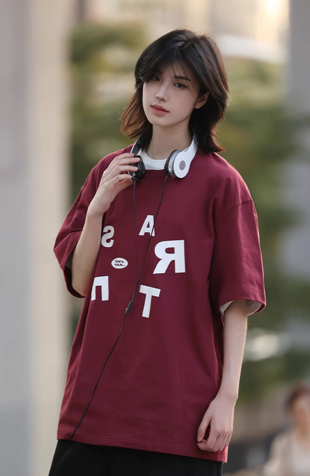 アルファベットプリント半袖Tシャツ M1073