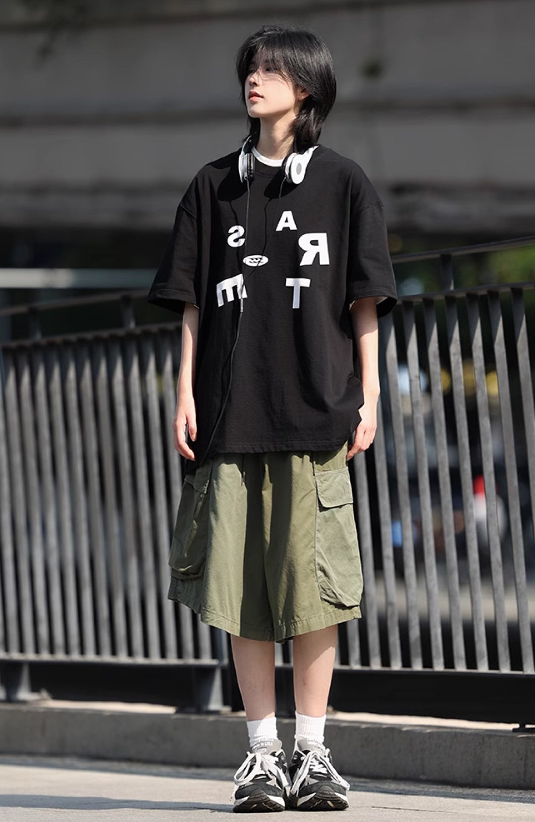 アルファベットプリント半袖Tシャツ M1073