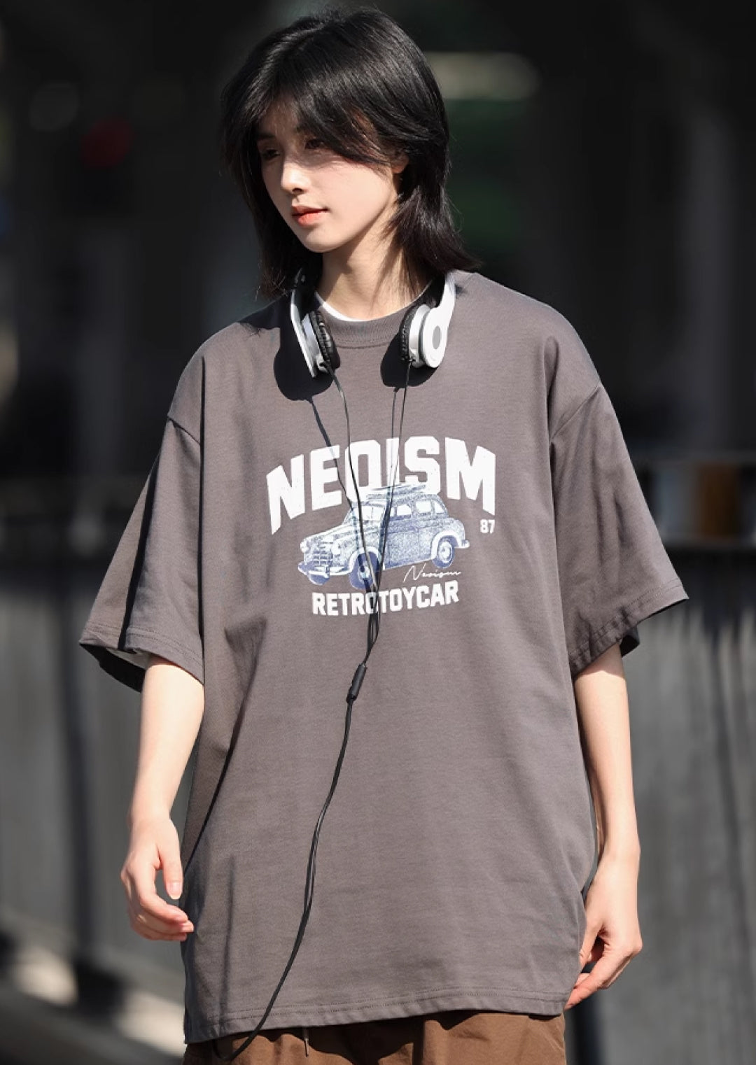 速乾性カジュアルプリントラウンドネック半袖Tシャツ M1074