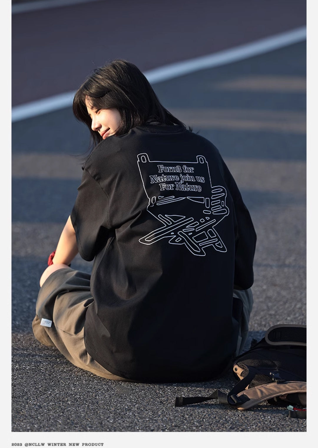 オーバーサイズカジュアルプリント半袖Tシャツ M1113